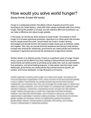 how to solve world hunger essay: exploring the intersection of technology and human rights in addressing global food insecurity